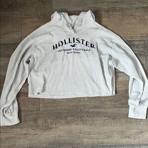 Hollister Women's White Ribbed Hoodie